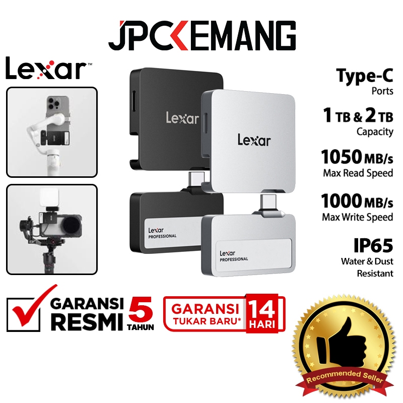 Lexar Portable SSD 1TB / 2TB Professional Go with Hub USB Type-C SL400 Lexar External SSD 1 TB 2 TB 