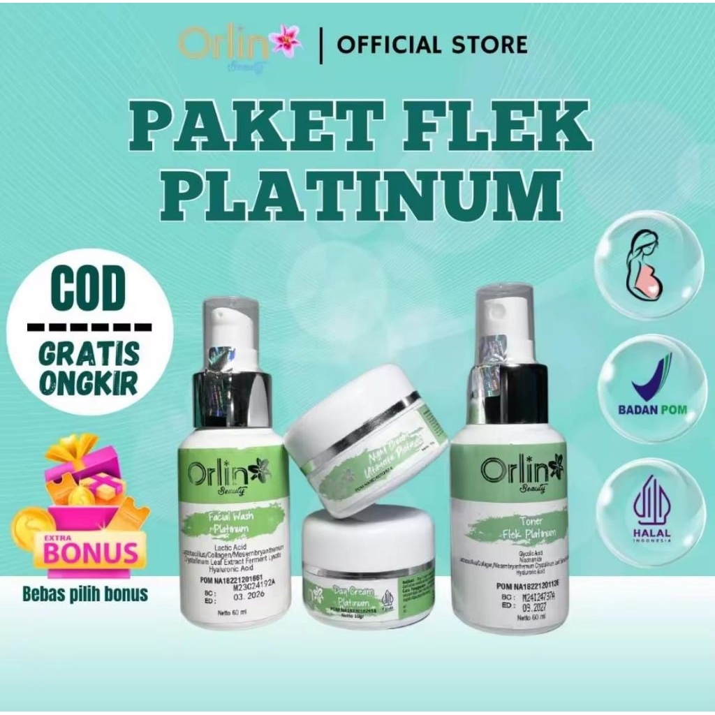 Orlin Beauty Paket Flek Platinum Orlin Beauty Skincare BPOM Mencerahkan Wajah Mengglowingkan Memudar