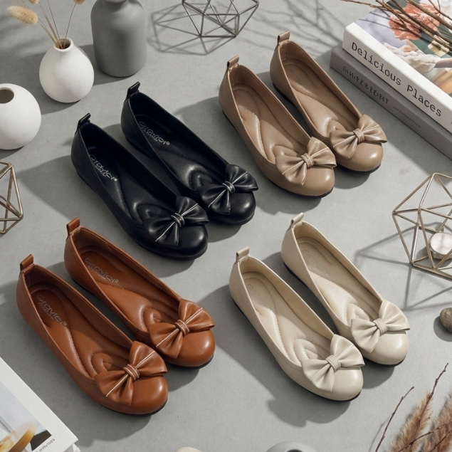 Gravici-Sepatu Sandal Flat Shoes Wanita AS-11 Bahan Sintetis Premium Sepatu Kerja Perempuan