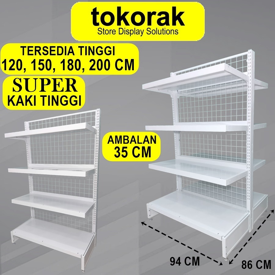 RAK GONDOLA MINIMARKET SUPERMARKET KT 40 / 35 CM SINGLE DOUBLE ISLAND AMBALAN SHELVING RAK SUPERMARK