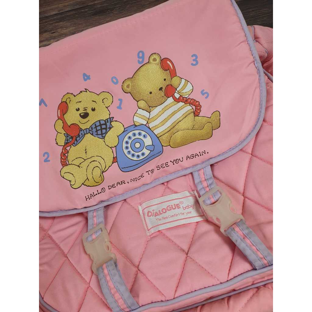 Tas Perlengkapan Bayi Dialogue Baby Pink | Motif Beruang Lucu