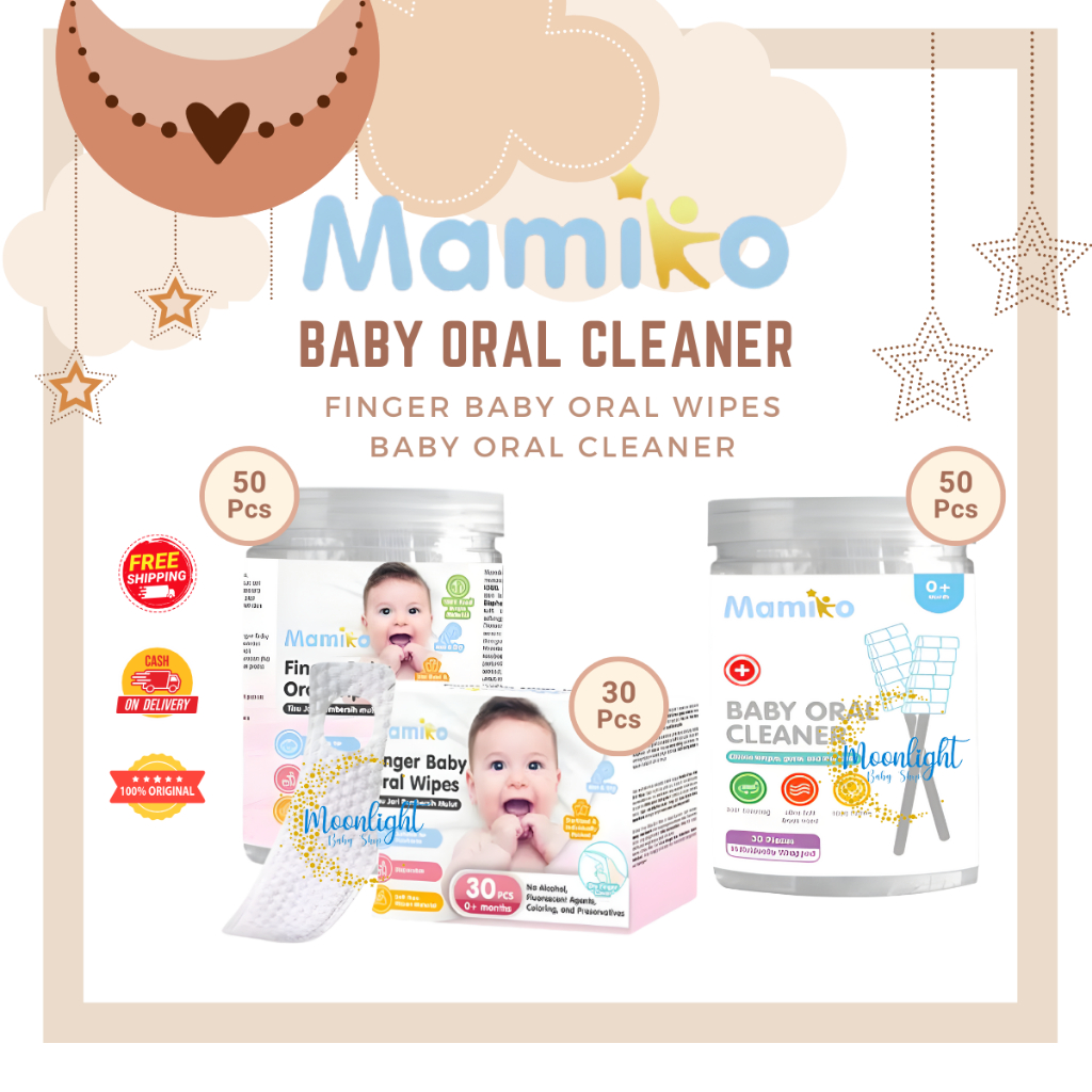 Mamiko Baby Oral Cleaner 30pcs | Finger Baby Oral Wipes 30pcs - 50pcs