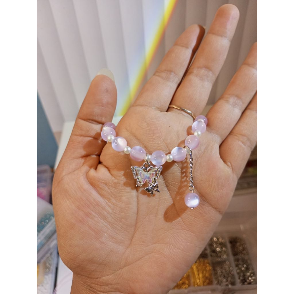 gelang aesthetic/gelang  manik manik cat eye