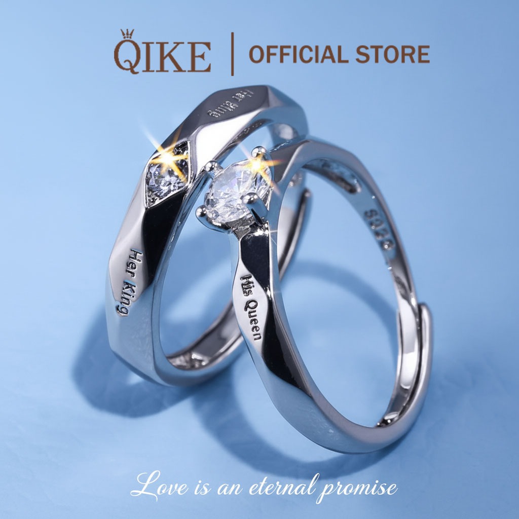 Cincin Couple Titanium dengan Berlian Asli, Desain Unik & Elegan, Cincin Pasangan 100% Asli
