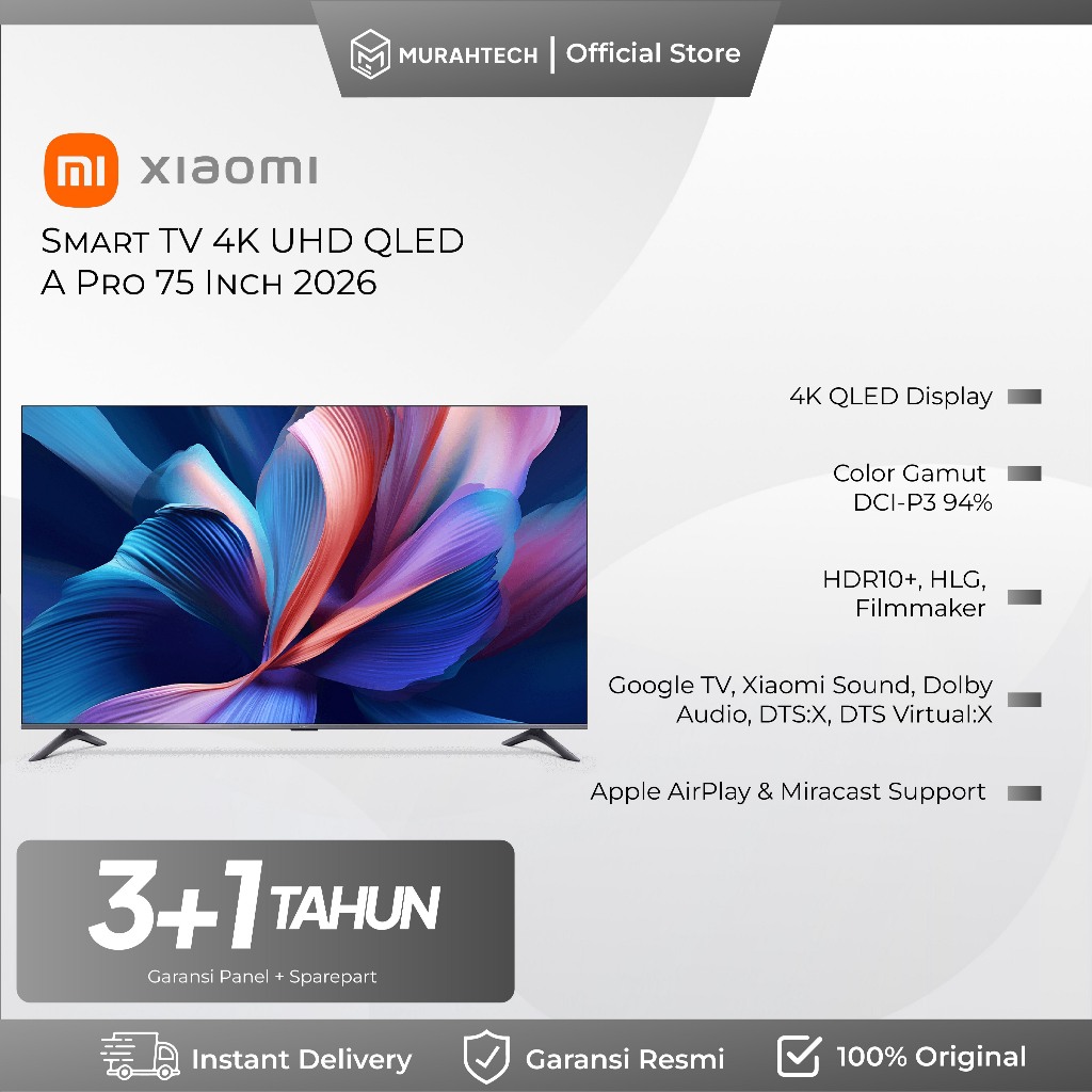 [PACKING KAYU] Xiaomi TV A Pro 75 Inch 2026 GoogleTV 4K UHD QLED MEMC 60Hz Xiaomi Sound Dolby Audio 