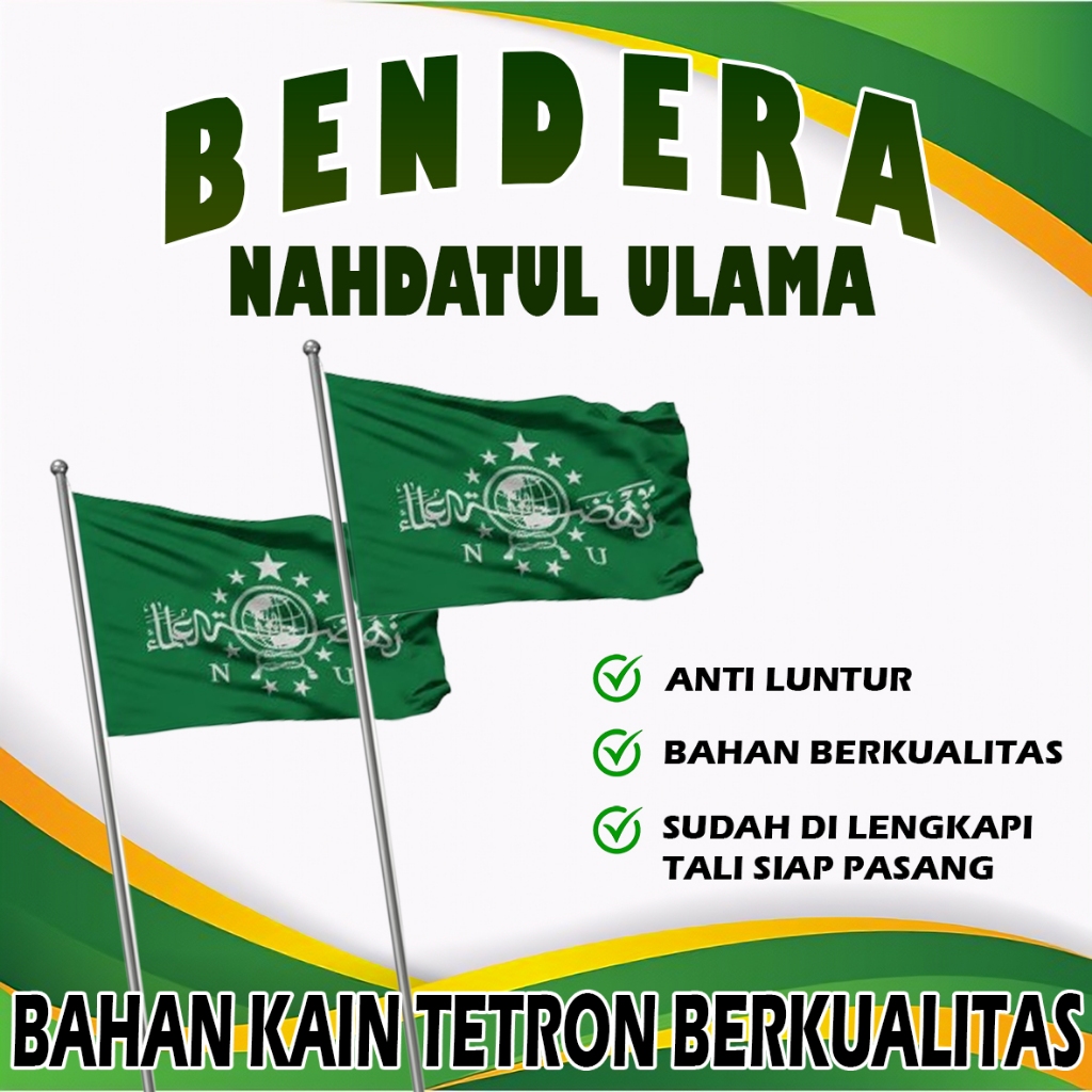 Bendera NU Bahan Kain Tetron Berkualitas