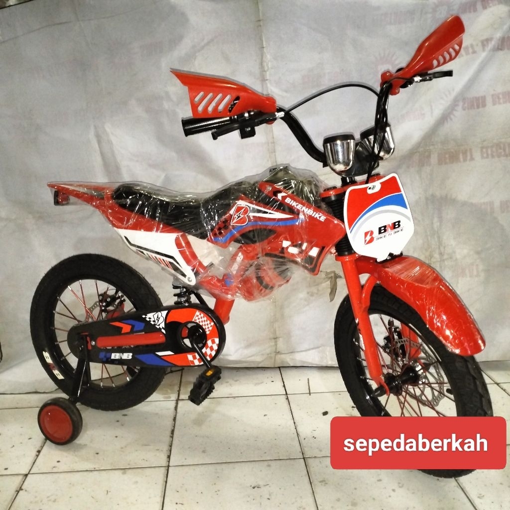 Sepeda Anak Ukuran 18 Model Motor Trail Ban 3.0 Rem Cakram untuk Anak
