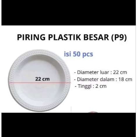 P9 plastik / piring plastik putih susu