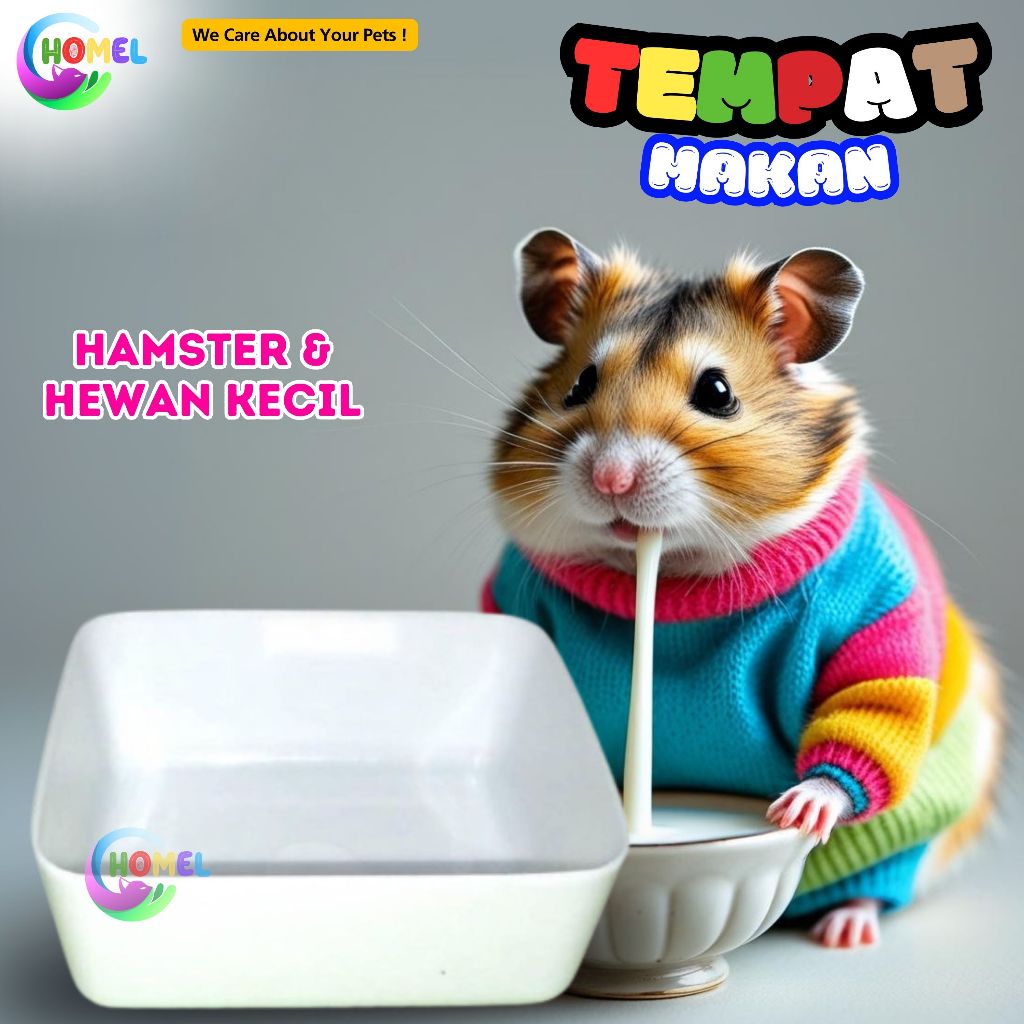 KOTAK  PUTIH TEMPAT MAKAN HAMSTER SUGAR GLIDER CHOMEL