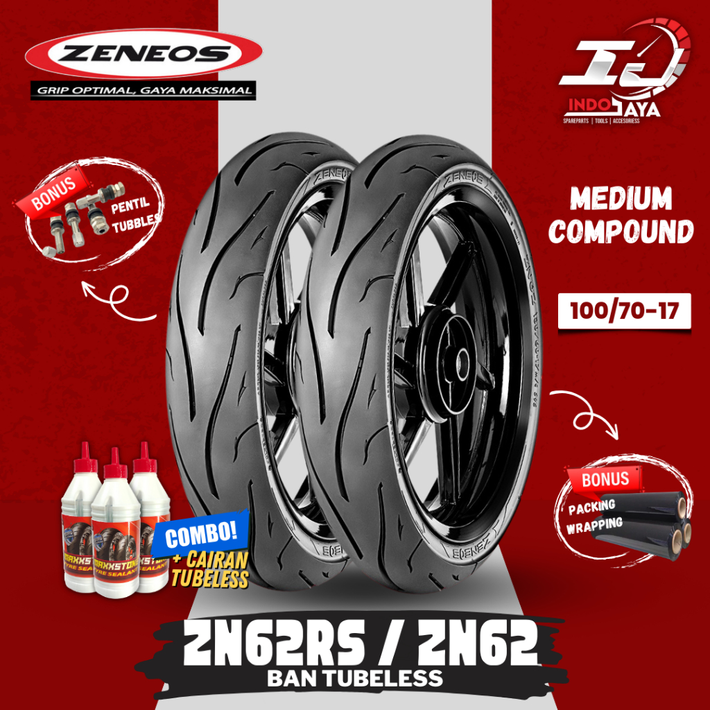 [READY] BAN LUAR TUBELESS ZENEOS ZN62 (100/70-17) BAN BEBEK / BAN DEPAN BELAKANG MOTOR BEBEK SONIC /