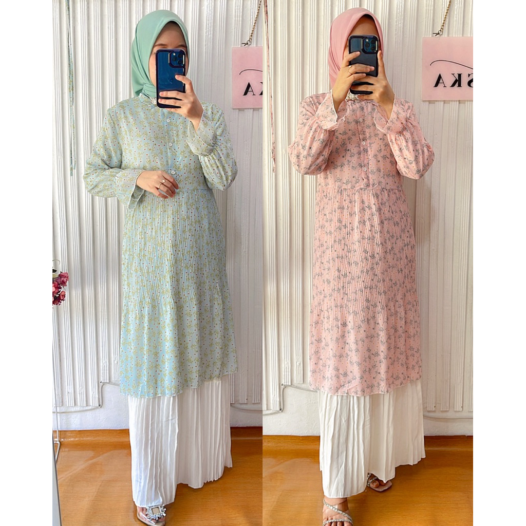 ASKA.ID - ADELIN PLISKET DRESS IMPORT BAJU GAMIS PLEATS WANITA MUSLIMAH PREMIUM