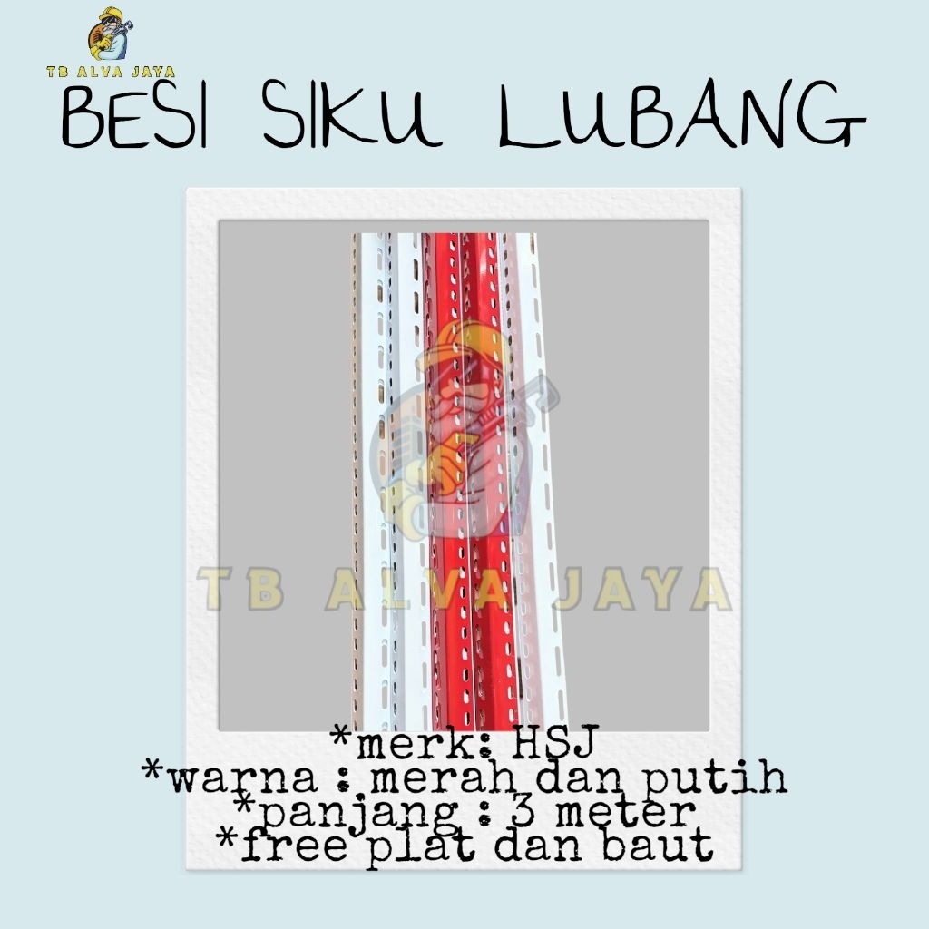 ( 1 Dos ) HSJ Besi Siku / Rak Siku Lubang / Besi siku merah dan putih
