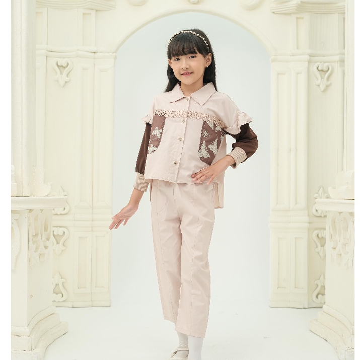 NEEZA by JEENA Setelan Anak Perempuan One Set | Atasan Baby Terry Celana Cotton Poplin 6-12 Tahun
