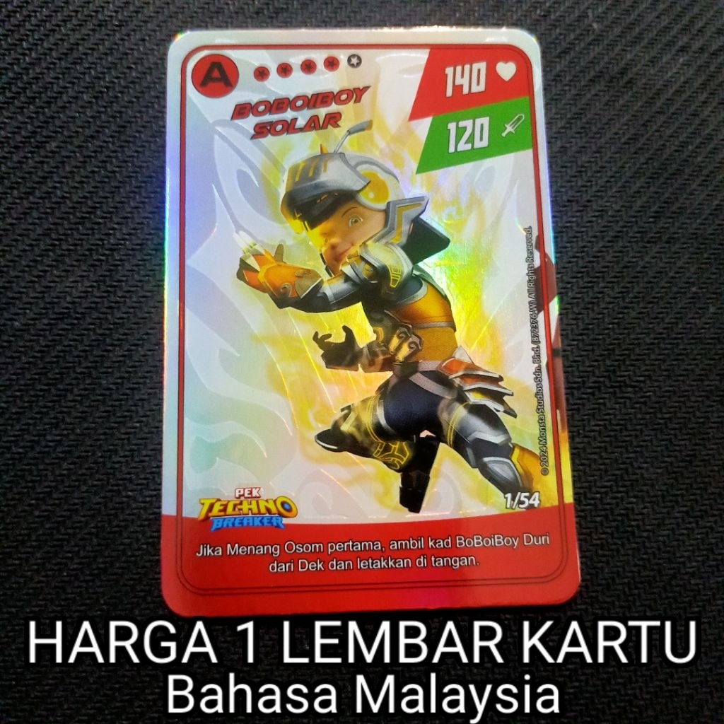 (HARGA SATU KARTU) Boboiboy Monsta Galaxy Card Malaysia Boboiboy Solar Dari Pek Techno Breaker