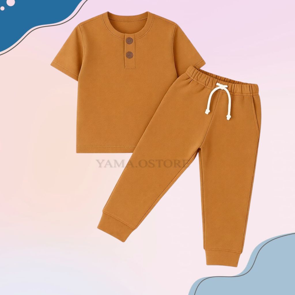 Setelan Baju Anak Perempuan Laki Laki Kiano Celana Jogger Usia 2-6 Tahun