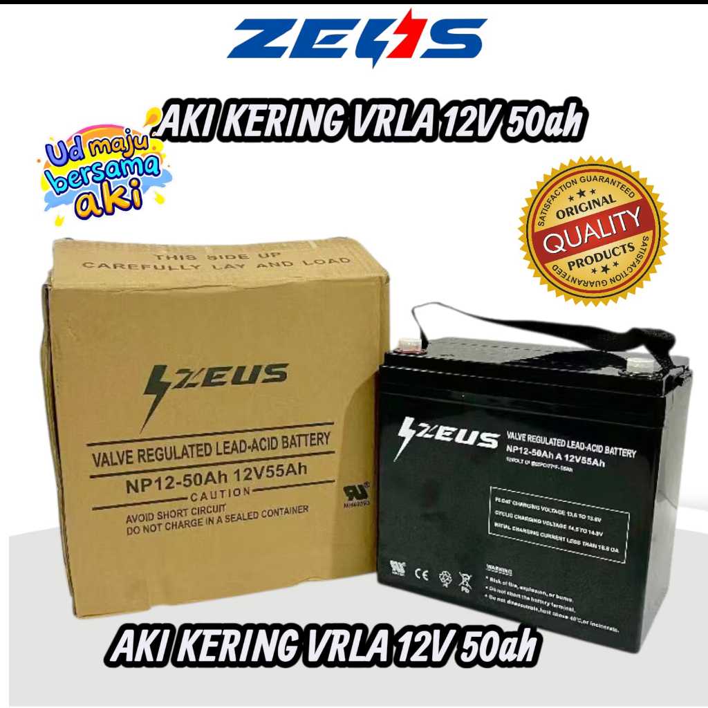 Aki Solar panel /UPS /Genset Vrla 12V 50AH-55ah Zeus Aki Vrla  aki deep cycle