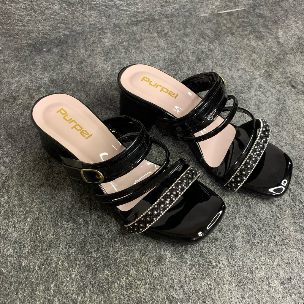 sendal heels wanita hak tahu purple