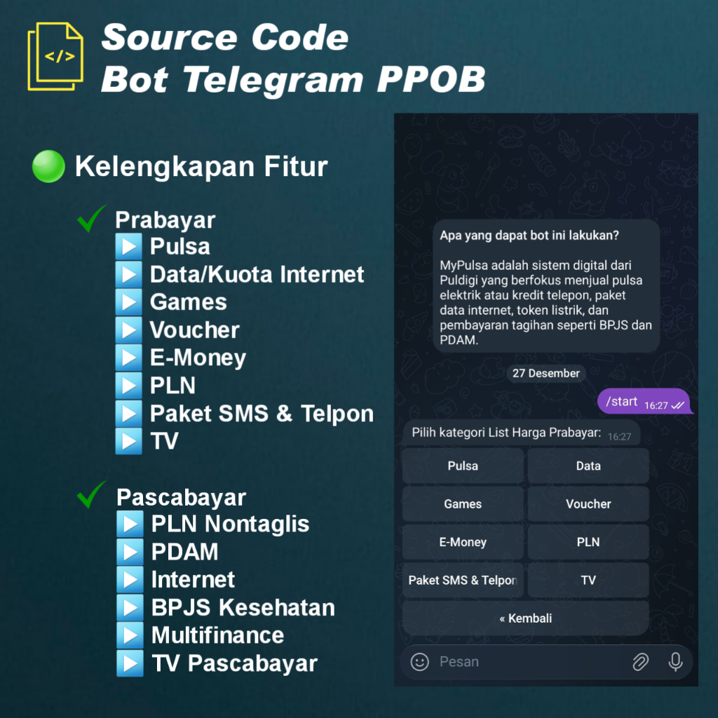 Bot Telegram Penjualan Pulsa Dan PPOB Digiflazz