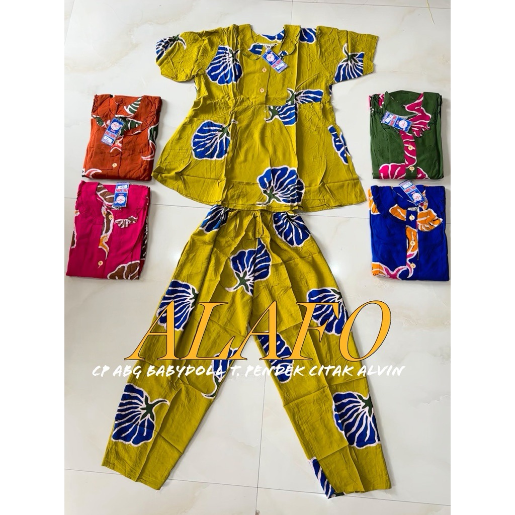BAJU TIDUR NYAMAN CP ABG BABYDOLL T PENDEK KANCING HIDUP BATIK ALVIN CITAK