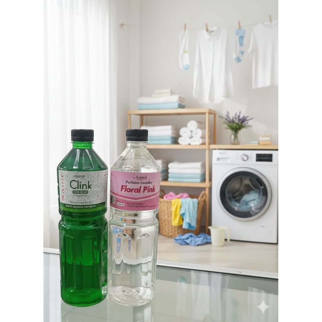 Paket Serbaguna - parfum laundry Floral Pink & sabun cuci piring Clink