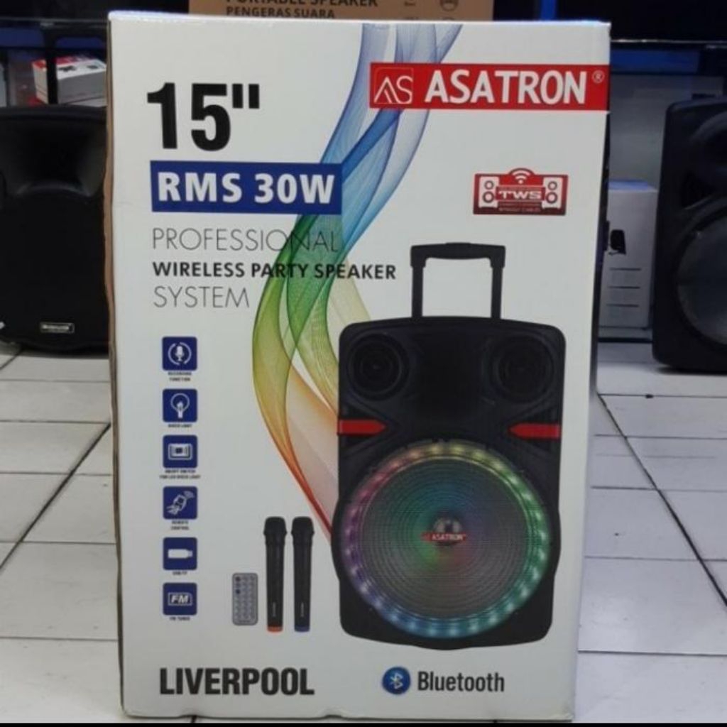 SPEAKER ASATRON LIVERPOOL 15 INCH PORTABLE MEETING ASATRON 15INCH ORI FREE MIC
