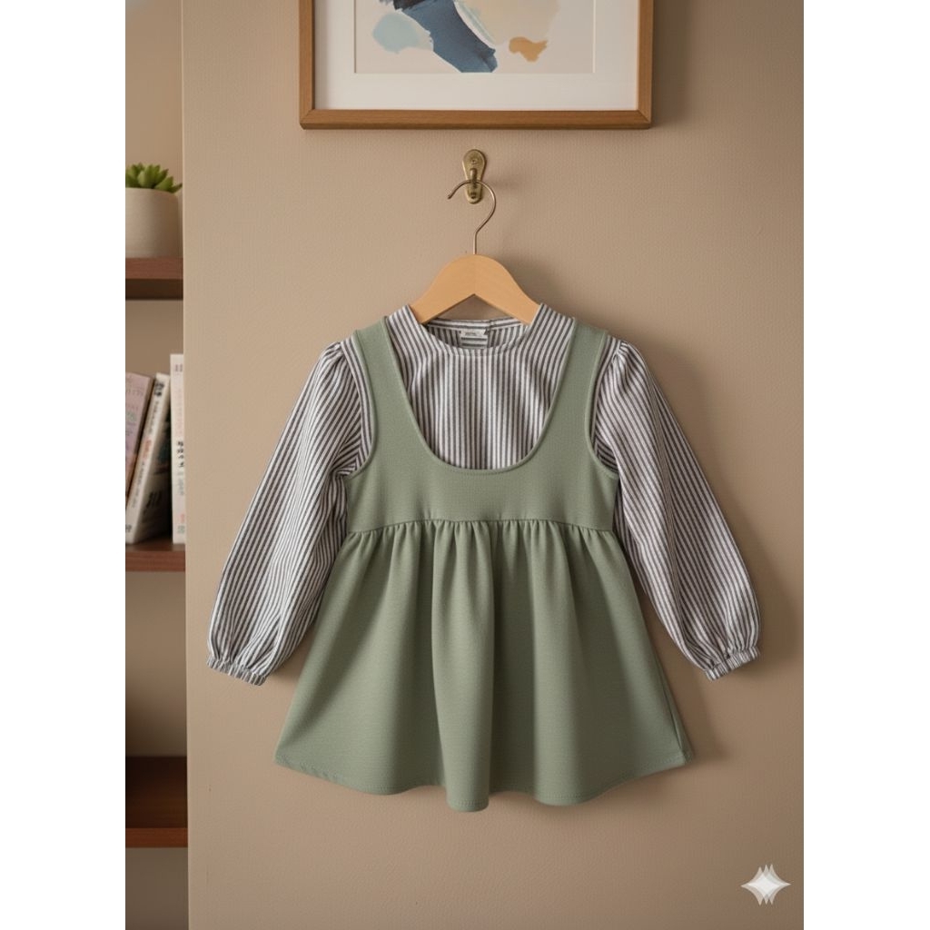 Atasan Anak Perempuan Terbaru  Bahan crinkle kombinasi bahan katun salur