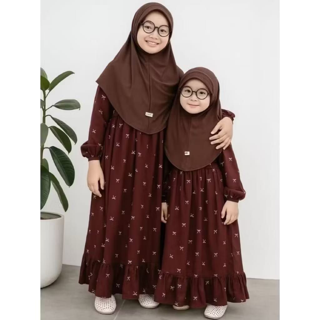 Gamis Anak Wanita Remaja Tanggung Usia 7 Tahun Sampai 12 Tahun Rayon Motif