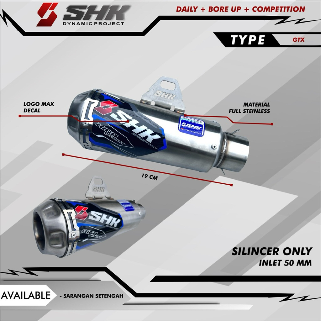 Silincer/tabung knalpot GTX/RBT original SHK inlet 50mm silincer saja