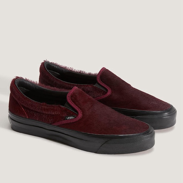 Vans Premium Reissue 98 Slip On Maroon Hairy Original Resmi