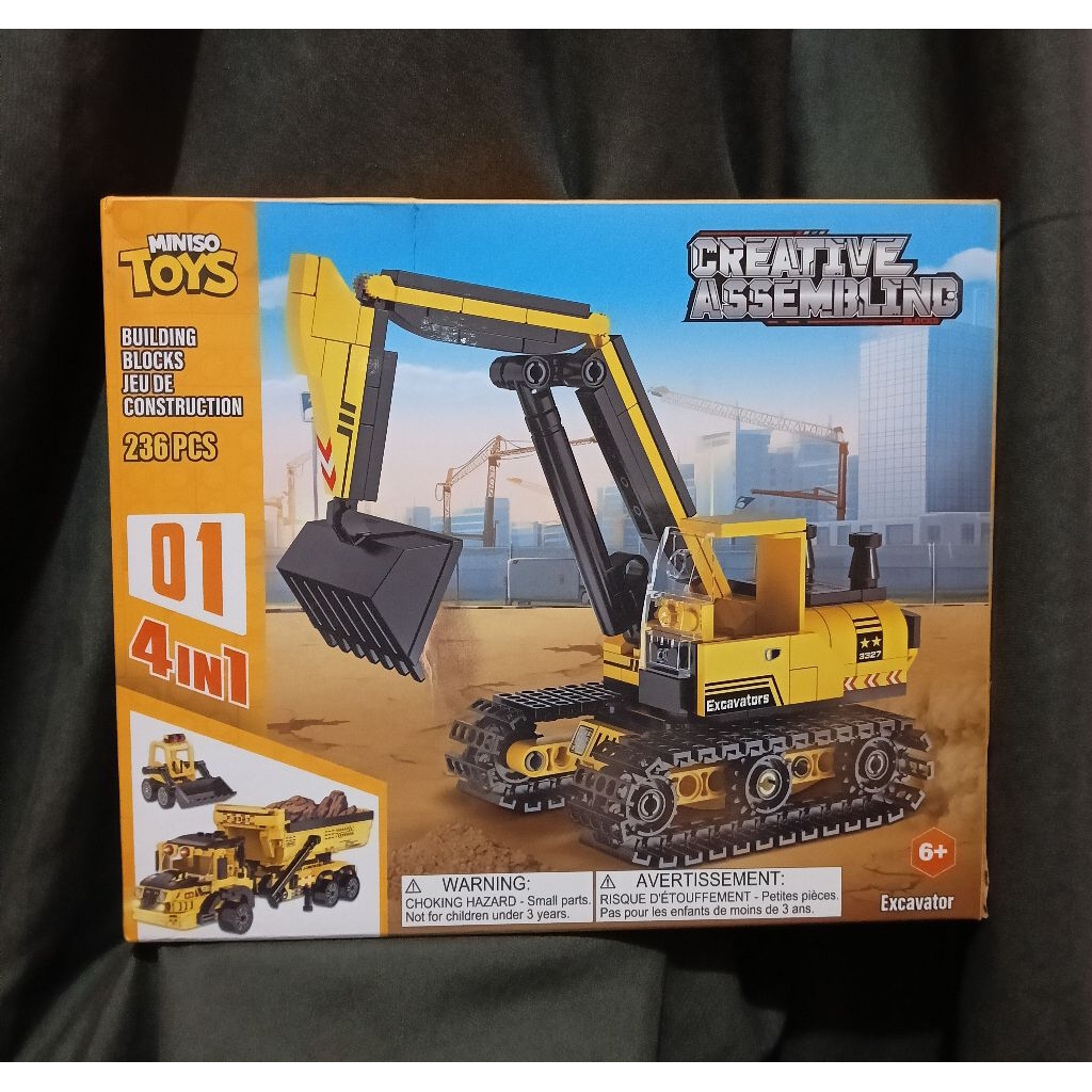 [New Original MINISO] Miniso Toy Fire Truck 4-in-1 Fire Truck Series Crawler Fire Truck Balok Bangun