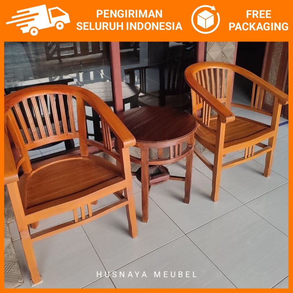 KURSI TERAS MINIMALIS BAGONG KAYU JATI / SET KURSI TERAS JATI MINIMALIS BAGONG 2 KURSI PLUS MEJA
