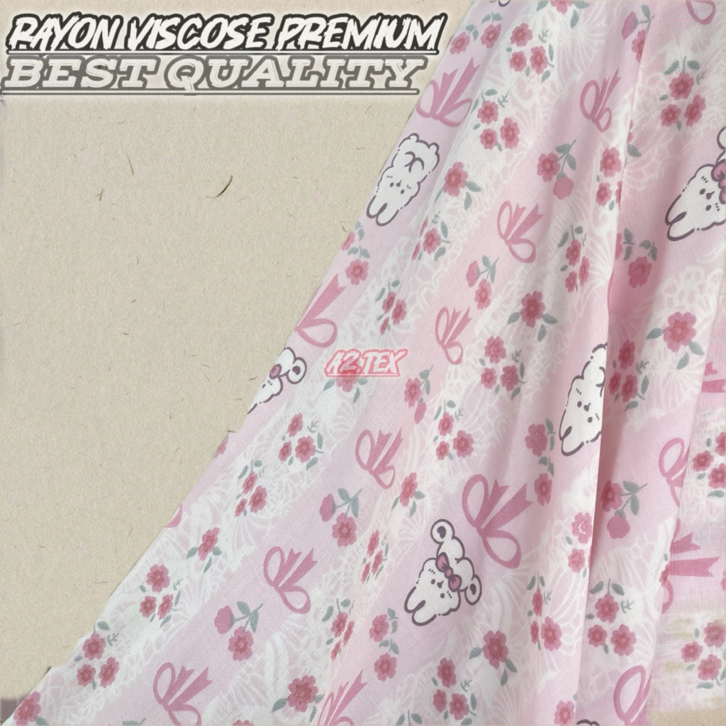 Kain Katun Rayon Viscose Premium || Kain Rayon Motif Lucu Anak || Kain Daster || Kain Mukena || Kain