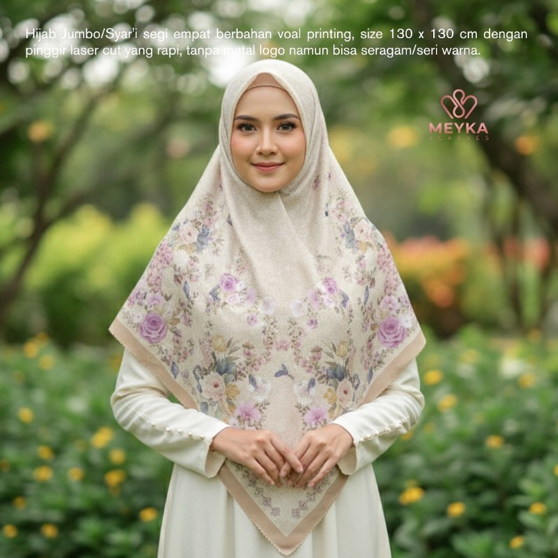 Syar’i Hijab Motif Meyka / Voal Miracle Syari Voal Sublime Um Premium Digital Printing Eksklusif / H