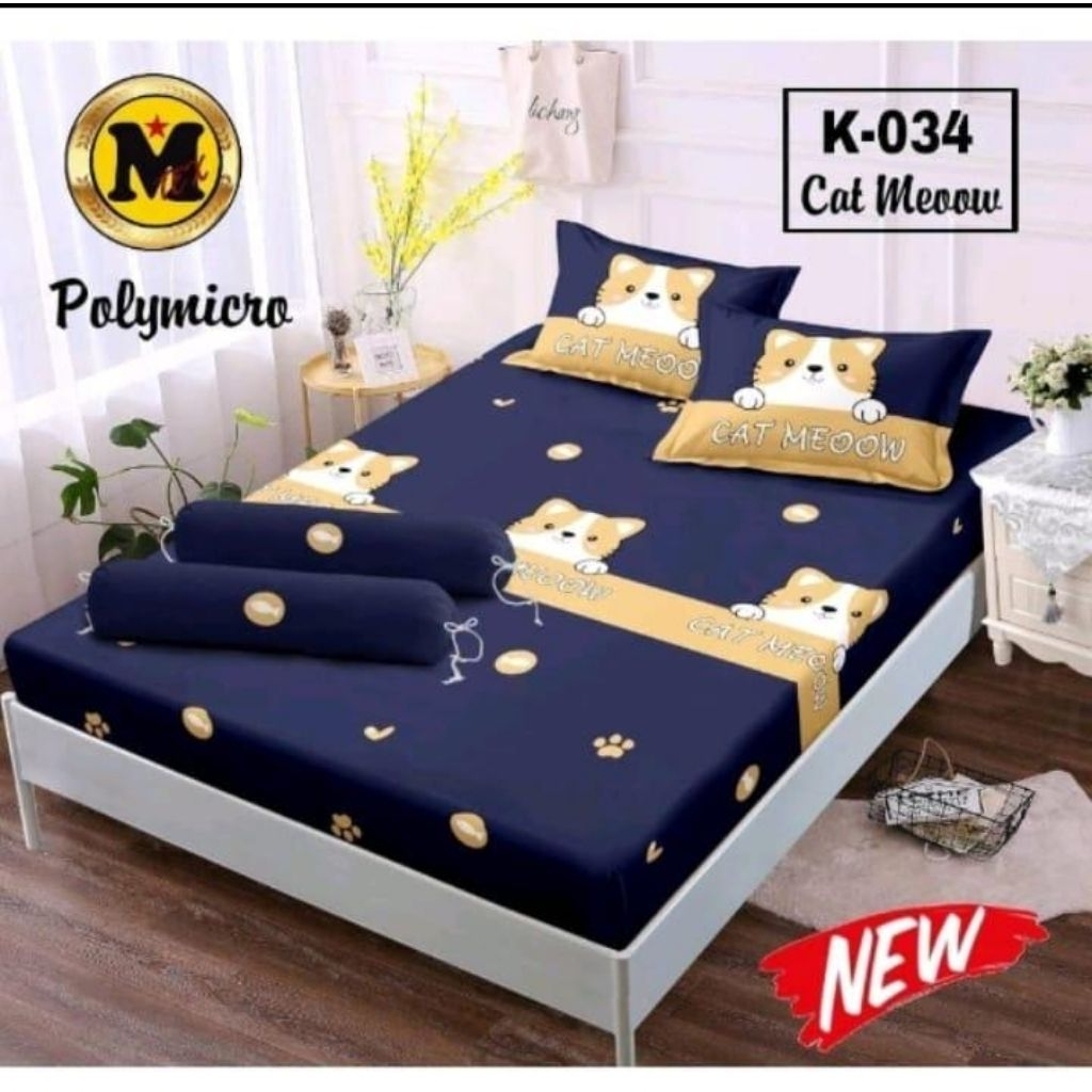 Sprei Kekinian Karakter 3D Motif Kucing Meow Ukuran 180x200 120x200