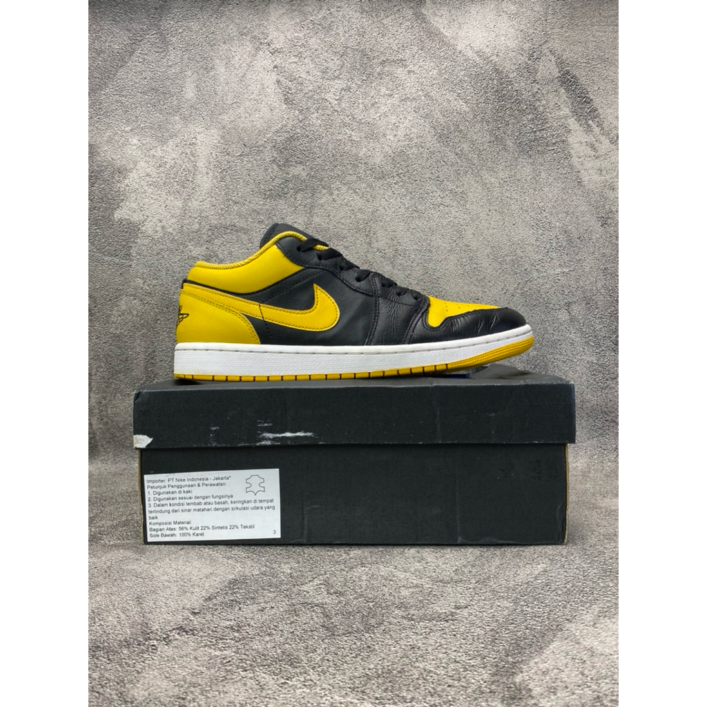 Sepatu Second Original Box Nike Air Jordan 1 Low Black Yellow  Size 44,5