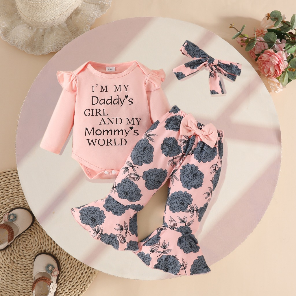 Set Baju Bayi Perempuan / Setelan Bayi Baru Lahir / Jumper Celana Newborn / Baju Bayi Import Halus L