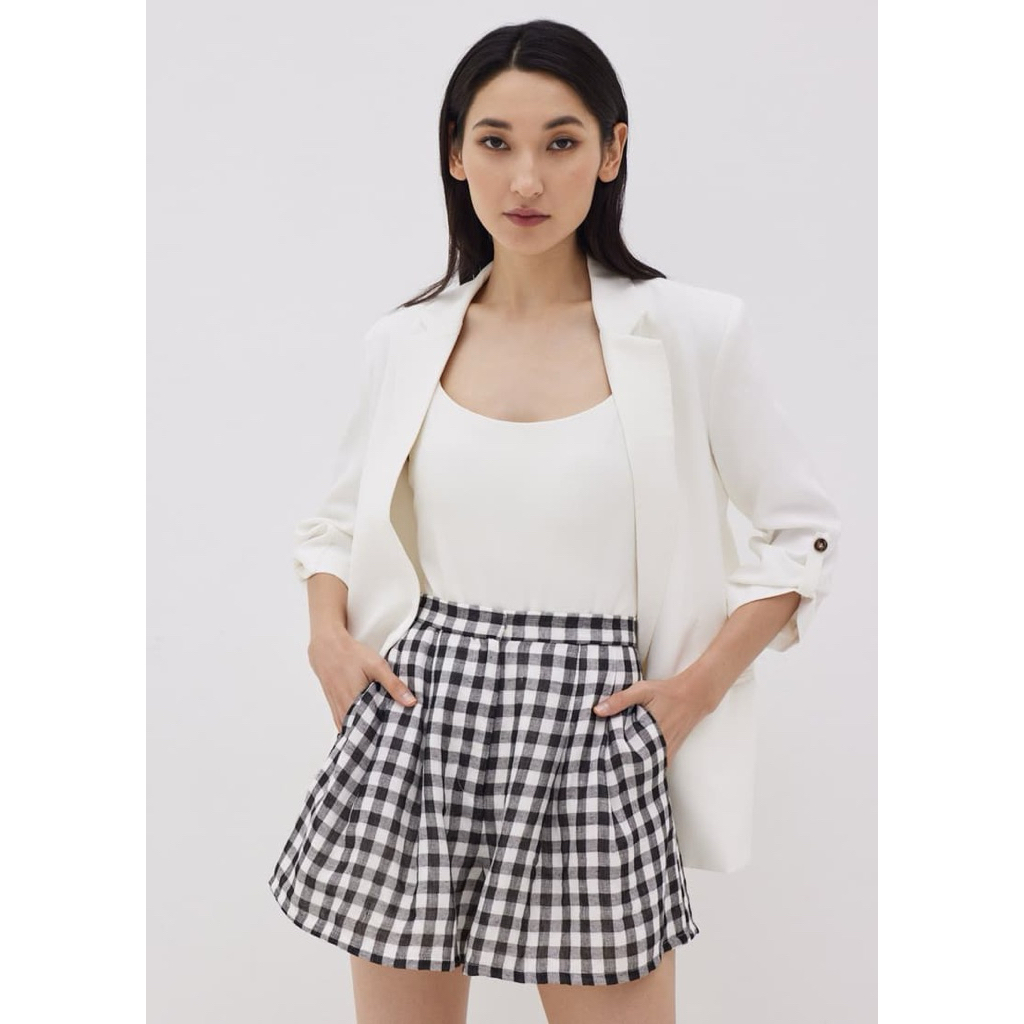 PRELOVED Love Bonito LB Black & White Maurie Cotton Gingham Short Pants Celana Pendek Wanita