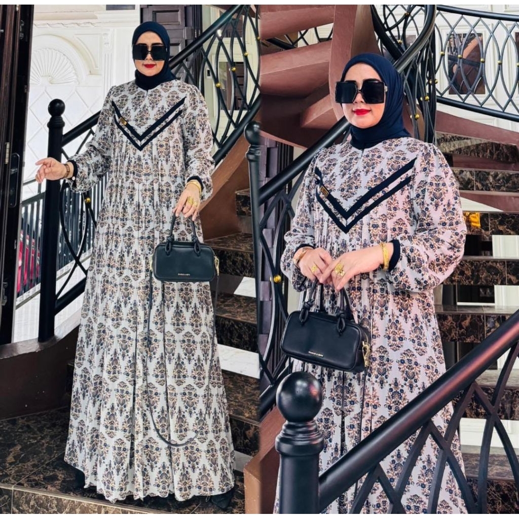 MAHARANI SET JILBAB / Gamis Maharani motif terbaru / COD