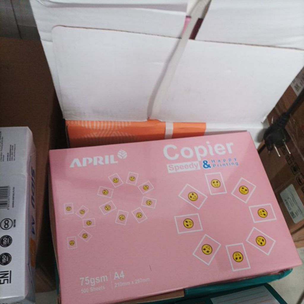 Kertas HVS A4 75 GSM April - 1 Dus Isi 5 Rim, Putih Polos, Ideal untuk Fotocopy