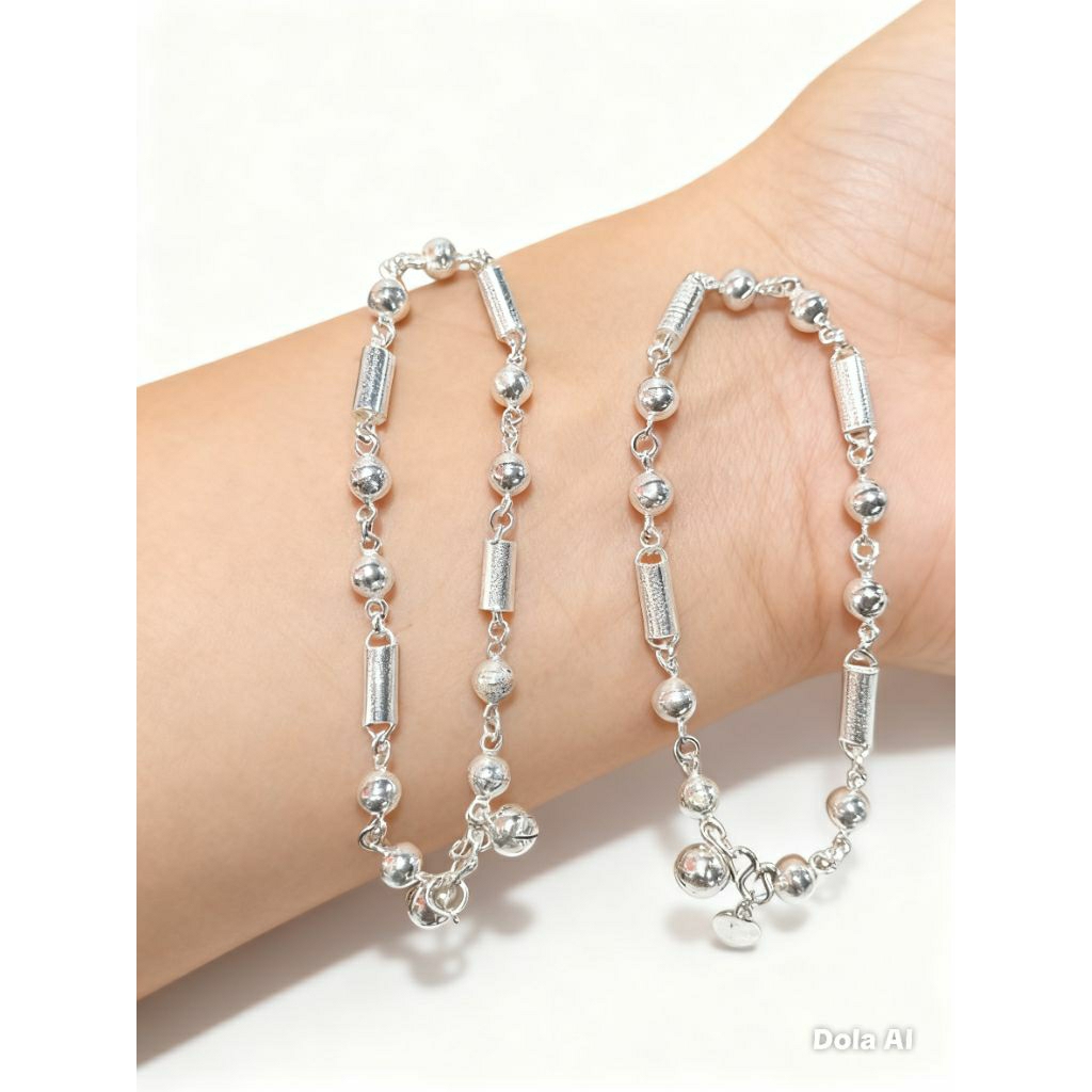 GELANG PERAK MURNI WANITA BOLA BAMBU