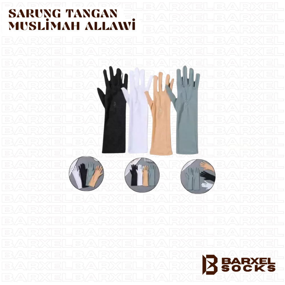 Sarung Tangan Muslimah Panjang Allawi Warna Polos