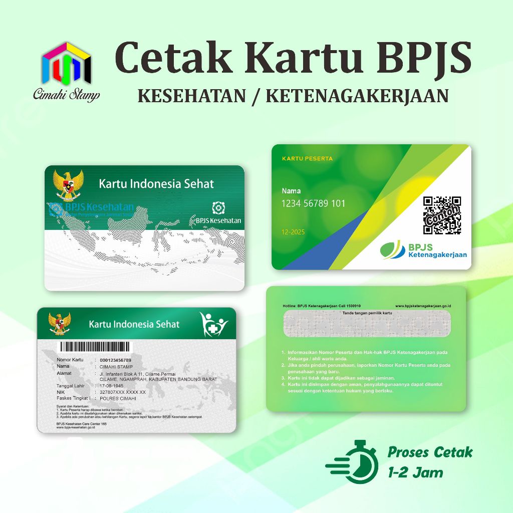 Cetak Kartu BPJS Kesehatan Ketenagakerjaan PVC Tebal