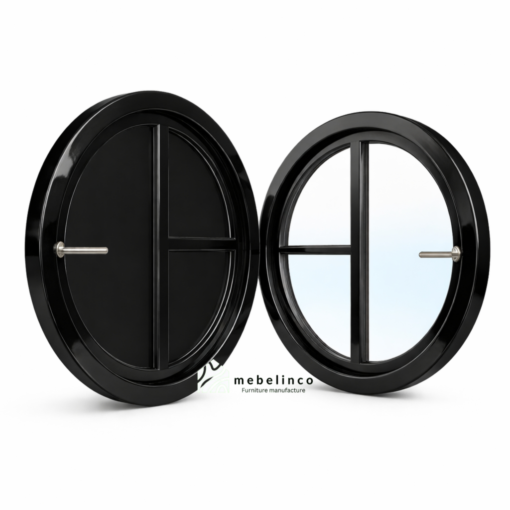 Jendela Kusen Bulat Putar Kayu - Jendela Kayu Minimalis - Kusen Jendela Kayu Jati - Jendela Rumah JB