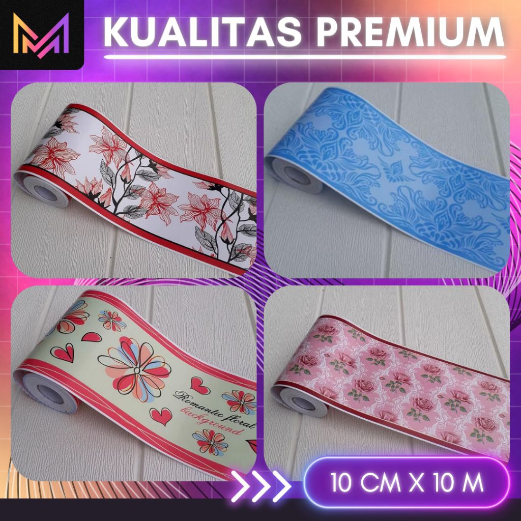 Wallpaper Aesthetic 10cm x 10m Sticker Dinding Dapur List Border Dinding Aesthetic List Border Motif