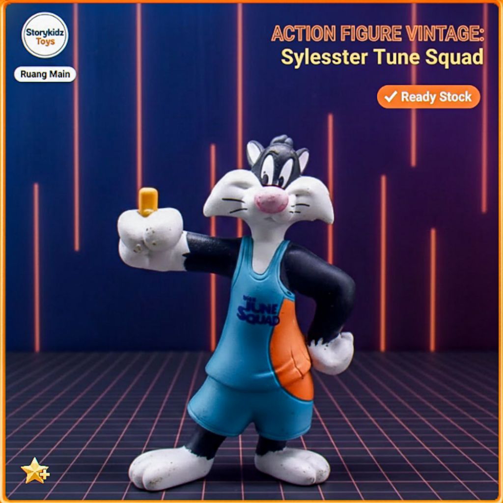 Action Figure Sylvester Looney Tunes Space Jam McDonald Mainan Topper Kue Lucu