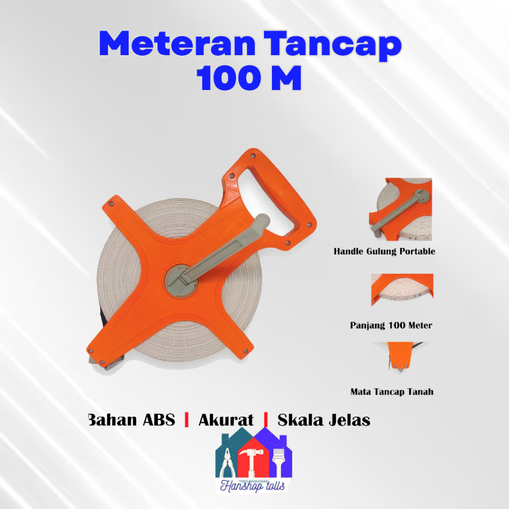 Meteran Tancap 100 Meter / Meteran Tanah / Meteran Rol 100 Meter