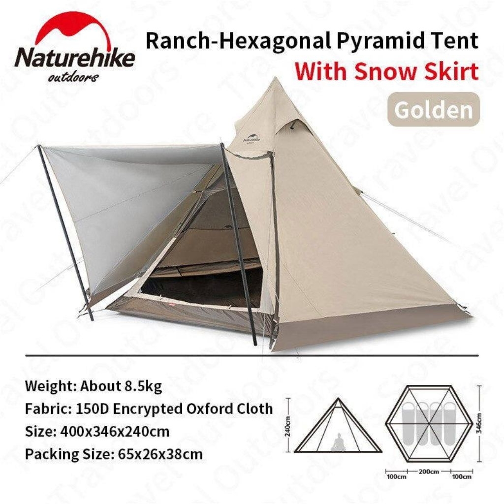 TENDA RANCH HEXAGONAL PYRAMID NATUREHIKE NH20ZP013 WITH SNOW SKIRT