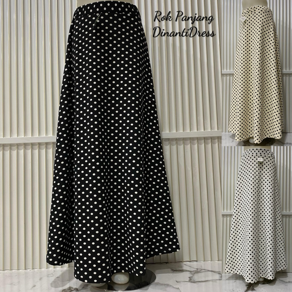 Rok Payung Panjang Wanita Motif Polkadot Kecil