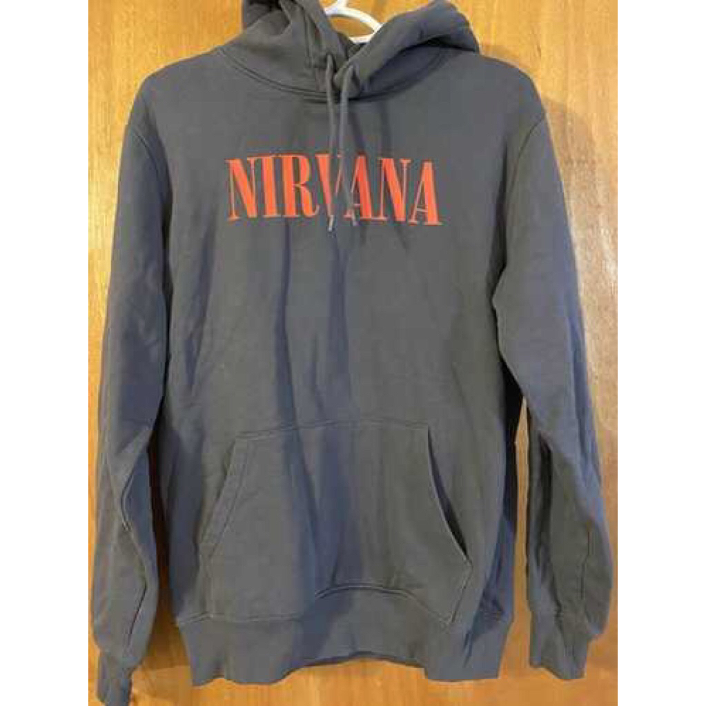 HnM Hoodie Loose Fit Printed Nirvana Grey size XS (preloved)