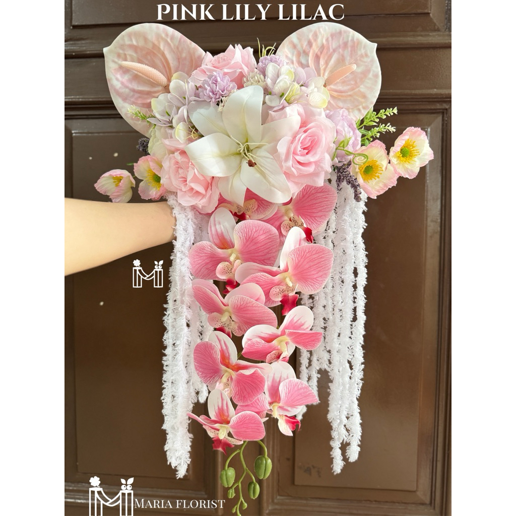Wedding Handbouquet Juntai Casade Buket Bunga Pernikahan Artificial - Buket Pengantin Anggrek - Buke